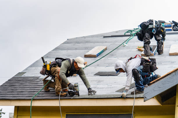 Professional Gutter Installation technician working in Rock Island, TX
